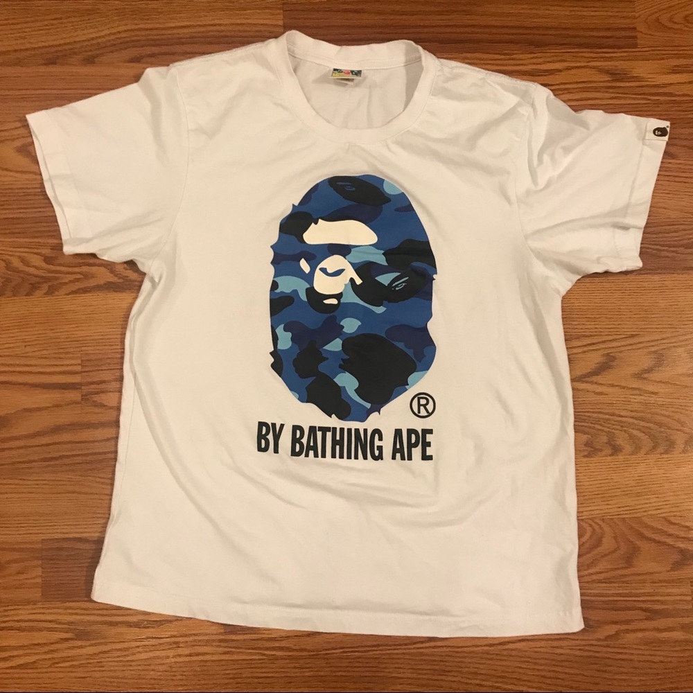 BAPE Bathing Ape Blue Camo L TShirt